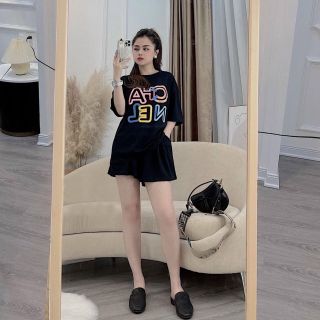 Đồ bộ nữ logo in Cha nel chất thun cotton freesize dưới 65kg