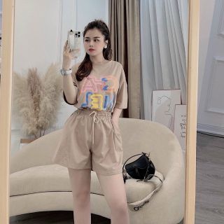 Đồ bộ nữ logo in Cha nel chất thun cotton freesize dưới 65kg