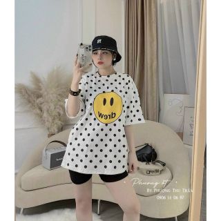 Đồ bộ nữ in mặt cười chấm bi freesize dưới 58kg