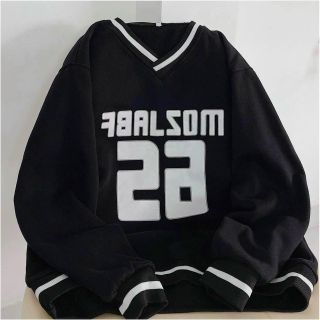 Áo sweater nỉ ngoại in bánh in 26 sọc bo cổ tim, tay phồng form chuẩn 68kg