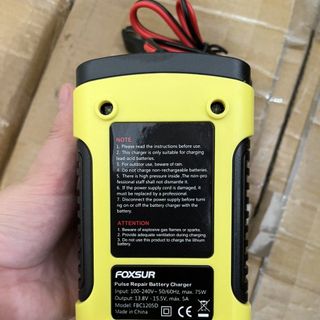 Sạc bình ắc quy 12V 5A 4AH - 100AH FOXSUR, SẠC NHANH KHỬ SUNFAT PHỤC HỒI BÌNH HƯ HỎNG, TĂNG ĐỘ BỀN CỦA BÌNH LCD (FOXSUR LOẠI TỐT)ÔT