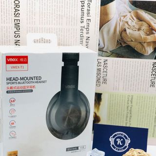 Tai Chụp Bluetooth Thể Thao - Có Míc Đàm Thoại - Gắn Thẻ Nhớ TF - Kèm Dây AUX Để Kết Nối - Pin 16h - Chính Hãng Vmex - Model T1 .