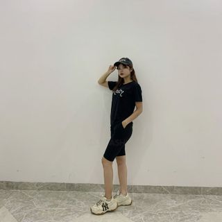 Sét bộ nữ ,đồ bộ lững ngố nữ thun coton sufa,áo phom rộng phối quần đen ,thời trang xuân hè BL16-ĐEN