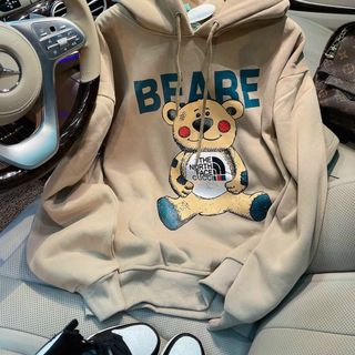Áo hoodie nỉ bông mịn nón 2 lớp bự, tay phồng in beare form dưới 70kg
