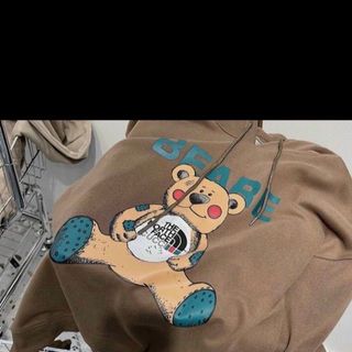 Áo hoodie nỉ bông mịn nón 2 lớp bự, tay phồng in beare form dưới 70kg