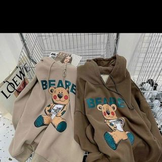 Áo hoodie nỉ bông mịn nón 2 lớp bự, tay phồng in beare form dưới 70kg