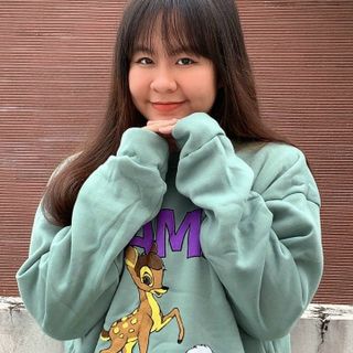 Áo sweater nỉ pe in con nai và sóc form chuẩn 65kg