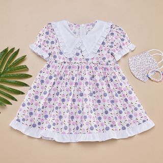 Váy xòe họa tiết quả hồng cho bé gái