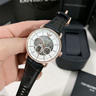 Đồng hồ da armani06 nam chạy cơ lộ máy