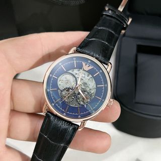Đồng hồ da armani06 nam chạy cơ lộ máy
