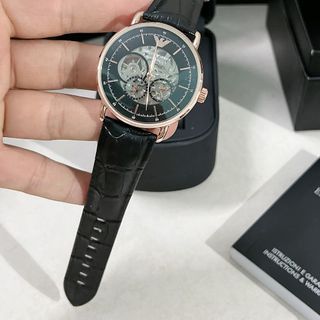 Đồng hồ da armani06 nam chạy cơ lộ máy