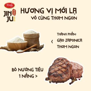 Thùng bánh gạo Richy Jinju vị Bò nướng tiêu (12 gói)