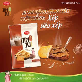 Thùng bánh gạo Richy Jinju vị Bò nướng tiêu (12 gói)