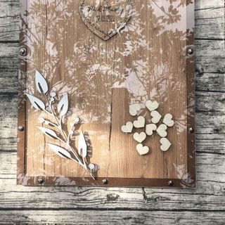Hộp thả tim NỀN GỖ dáng hình chữ nhật size 100,200 tim ký tên| Thao Wedding GuestBook