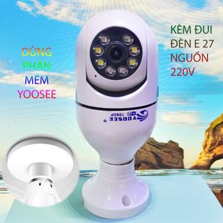 CAMERA YOOSEE IP HÌNH BÓNG ĐÈN 8 LED MẪU MỚI 2.0MPX - MÃ HK211 - XOAY 360 ĐỘ GIÁ 315K