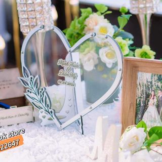 Hộp thả tim | Thao Wedding GuestBook| Dáng trái tim đơn có hoa văn trong suốt sang trọng