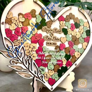 Hộp thả tim | Thao Wedding GuestBook| Dáng trái tim đơn có hoa văn trong suốt sang trọng