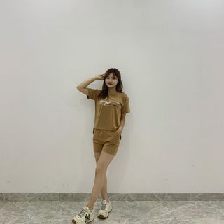 Sét bộ nữ ,đồ bộ đùi nữ thun coton sufa,áo lệch tà ,thời trang xuân hè BĐ03-CÀ PHÊ