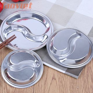 Đĩa đựng nước chấm Inox hình tròn đĩa nước chấm 2 ngăn 3 ngăn nhiều kích thước