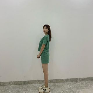 Sét bộ nữ ,đồ bộ đùi nữ thun coton sufa,áo lệch tà ,thời trang xuân hè BĐ03-XANH KÉT