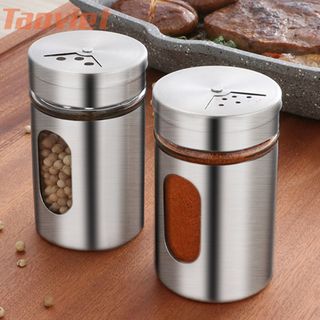 Lọ Rắc Tiêu / Muối Lọ Đựng Gia Vị Hủ Đựng Tăm Bằng Kính Bọc Thép Không Gỉ