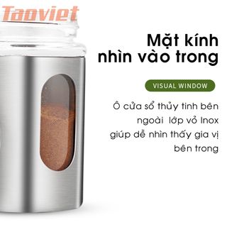 Lọ Rắc Tiêu / Muối Lọ Đựng Gia Vị Hủ Đựng Tăm Bằng Kính Bọc Thép Không Gỉ