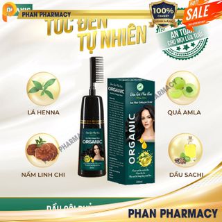 Dầu Gội Phủ Bạc Thảo Dược Organic - Phan Pharmacy (Màu đen) 200ml - Gội Là Đen Nhuộm Tóc Tự Tin Sau 9 Phút .