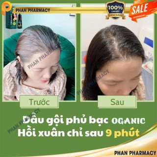 Dầu Gội Phủ Bạc Thảo Dược Organic - Phan Pharmacy (Màu đen) 200ml - Gội Là Đen Nhuộm Tóc Tự Tin Sau 9 Phút .