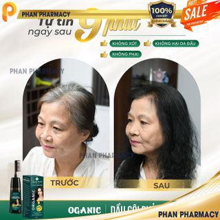 Dầu Gội Phủ Bạc Thảo Dược Organic - Phan Pharmacy (Màu đen) 200ml - Gội Là Đen Nhuộm Tóc Tự Tin Sau 9 Phút .