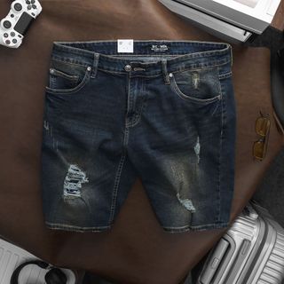 Short jean nam bigsize màu xanh trơn, rách, rách chấm size 85kg - 125kg giá sỉ