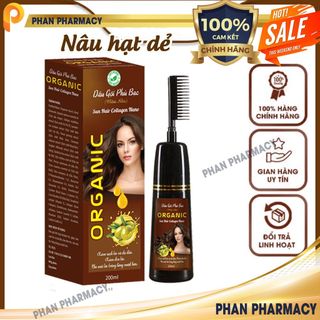 Dầu Gội Phủ Bạc Thảo Dược Organic- Phan Pharmacy - (Màu nâu)   200ml - Gội Là Đen Nhuộm Tóc Tự Tin Sau 9 Phút New