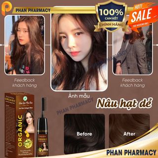 Dầu Gội Phủ Bạc Thảo Dược Organic- Phan Pharmacy - (Màu nâu)   200ml - Gội Là Đen Nhuộm Tóc Tự Tin Sau 9 Phút New