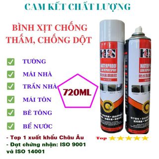 Bình Xịt Chống Thấm tường, Keo chống dột sịt chống thấm nhà, mái tôn, bể nước Loại To 720ML - Màu Trắng giá sỉ