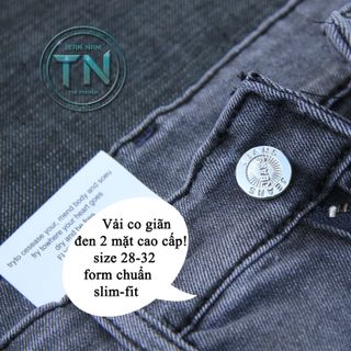Quần dài jeans nam co giãn form slimfit vải đen 2 mặt cao cấp