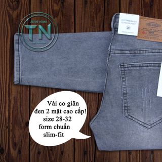 Quần dài jeans nam co giãn form slimfit vải đen 2 mặt cao cấp