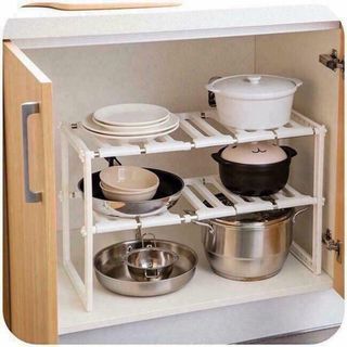 Kệ Để Xoong Nồi Gầm Bếp 2 Tầng ĐA NĂNG Gọn Gàng, Ngăn Nắp KHUNG INOX CHỊU LỰC