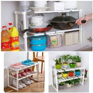 Kệ Để Xoong Nồi Gầm Bếp 2 Tầng ĐA NĂNG Gọn Gàng, Ngăn Nắp KHUNG INOX CHỊU LỰC