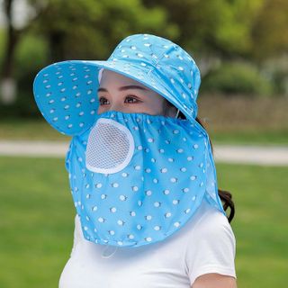 THANH LÝ Nón chống nắng vành rộng mát có khẩu trang 2 lớp bảo vệ sức khỏe mũ che nắng kèm dây thắt dễ dàng sử dụng