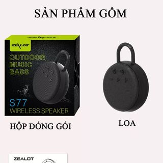 Loa Bluetooth hỗ trợ thẻ nhớ, USB, cổng AUX chống nước, bụi IPX 6 - Thương hiệu Zealot S77
