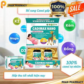 Viên uống Extra Cadimax Nanocare CALCIUM D3 - Phan Pharmcy- BỔ SUNG CANXI VÀ D3 CHO MỌI ĐỐI TƯỢNG (HỘP 2 LỌ X 30 VIÊN)
