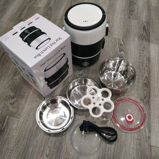 Hộp cơm hâm nóng 3 tầng cắm điện inox, hộp cơm 3 tầng ủ cơm tự động