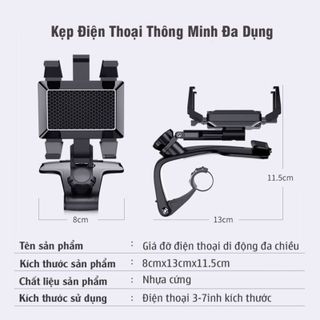 Kẹp điện thoại ô tô xoay 360 độ chống rung đa điểm trên taplo, gương chiếu hậu giá sỉ