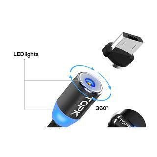 Bộ Cáp Sạc Dù Nam Châm 3 Đầu Hít Dành Cho ANDROI/IPHONE/TYPE C Xoay 360 Độ, Có Đèn Led