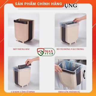 Thùng rác nhựa gấp gọn thông minh gắn tủ bếp gia đình mini tiện lợi treo tủ bếp giá sỉ