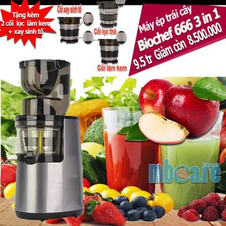 Máy ép trái cây BioChef atlas 666 3 in 1 tặng cối xay sinh tố và cối làm kem giá sỉ