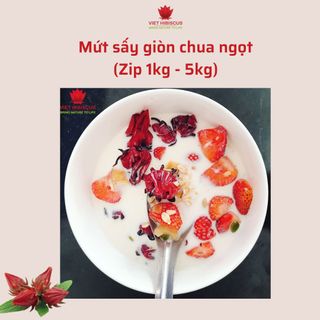 Mứt atiso đỏ sấy giòn dùng liền hoặc mix trà (Mứt hibiscus, mứt hồng hoa) loại zip 1kg và 5kg