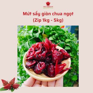 Mứt atiso đỏ sấy giòn dùng liền hoặc mix trà (Mứt hibiscus, mứt hồng hoa) loại zip 1kg và 5kg