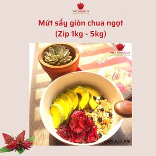 Mứt atiso đỏ sấy giòn dùng liền hoặc mix trà (Mứt hibiscus, mứt hồng hoa) loại zip 1kg và 5kg