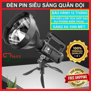 Đèn pin siêu sáng chiếu xa 1000m chống thấm nước có chân đế kiêm sạc dự phòng dung lượng cao