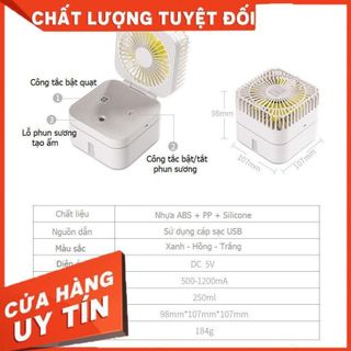 Quạt phun sương mini cầm tay để bàn tích điện kiêm đèn ngủ giá rẻ cao cấp MAGIC CUBE 2021 ✅ giá sỉ